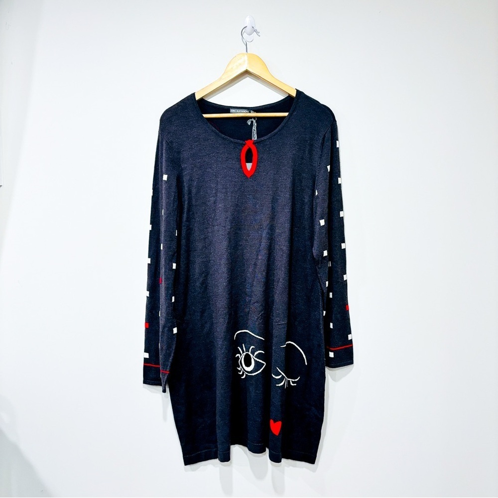 ERIC ALEXANDRE Grey‎ knit long-sleeve dress with red detail *
